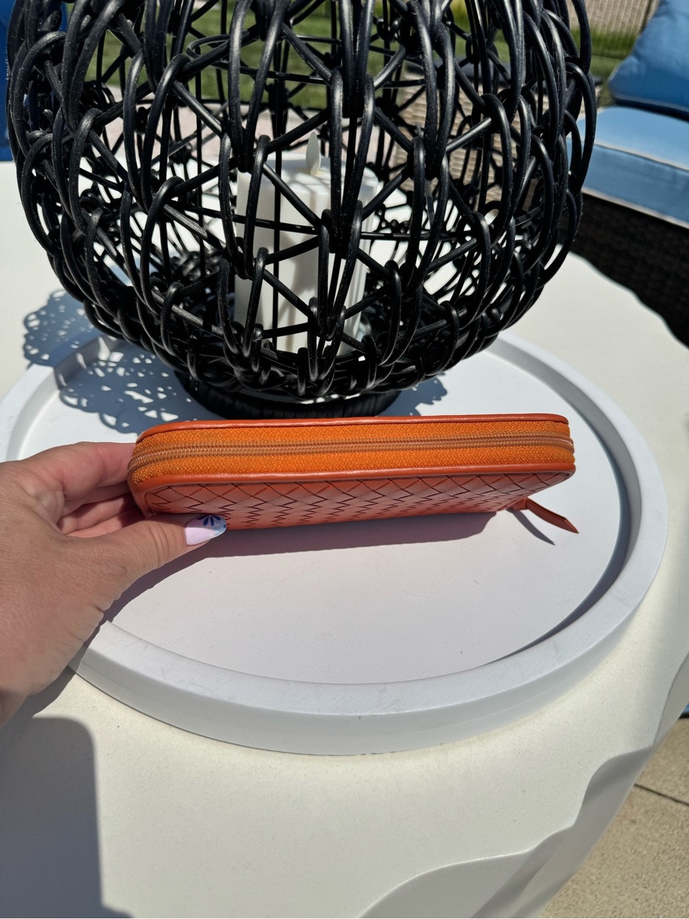 Bottega Zip-Around Leather Wallet - Orange - Picture 5 of 7